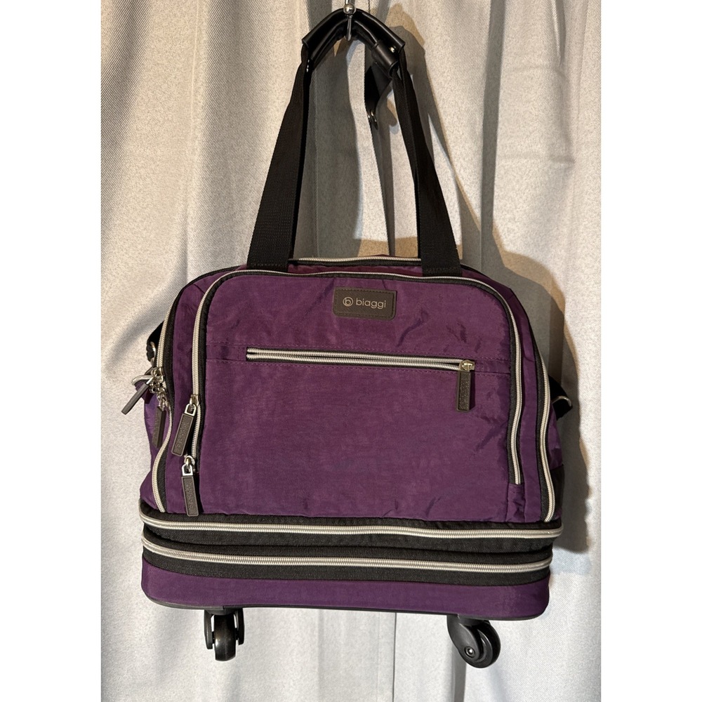 NWT Biaggi Zipsak Boost Purple Expandable Underseat Spinner Carry-On Bag 4-Wheel